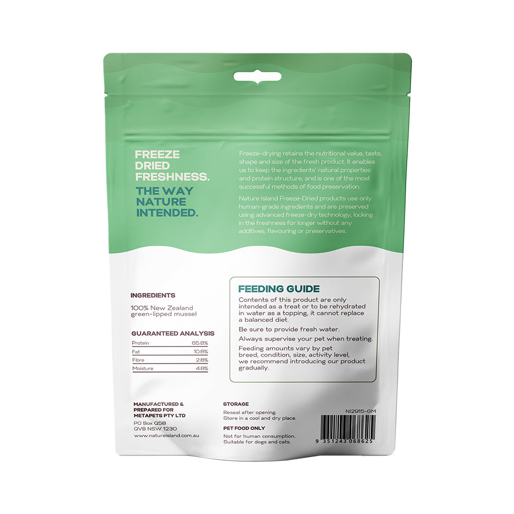Freeze Dried Green lip mussels raw treats 50g for Pets