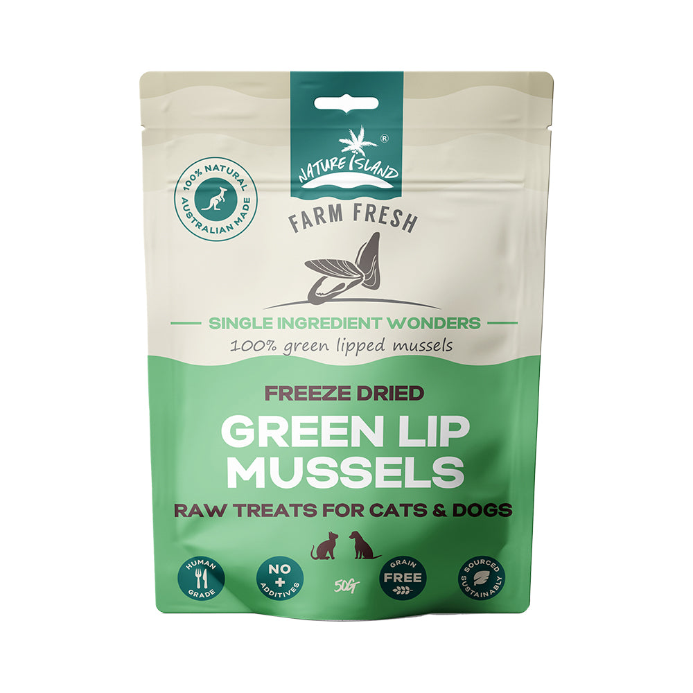 Freeze Dried Green lip mussels raw treats 50g for Pets
