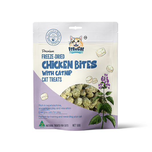 Freeze Dried Chicken Bites with Catnip